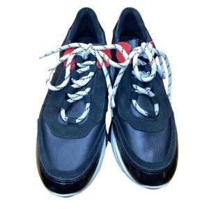 Steve Madden Low Top Leather Trainers Black Red